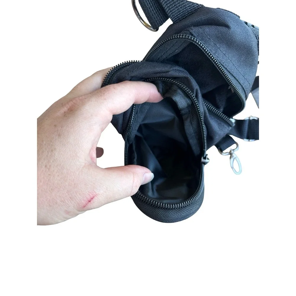 Tactical Sun Logo Black Canvas Crossbody Utility Bag Small Techwear Travel Pouch
